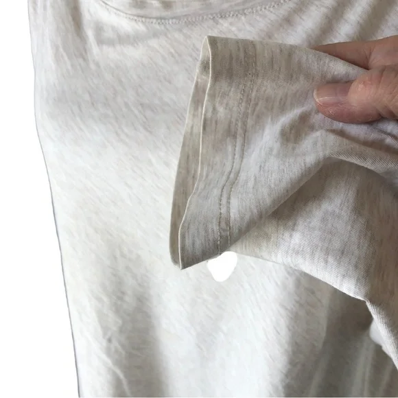 Pure Jill Pima Cotton ALine Tee Women L Oatmeal Heather Long Sleeve Scoop Neck - Picture 3 of 8